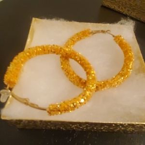 Sequin wrapped hoop earrings